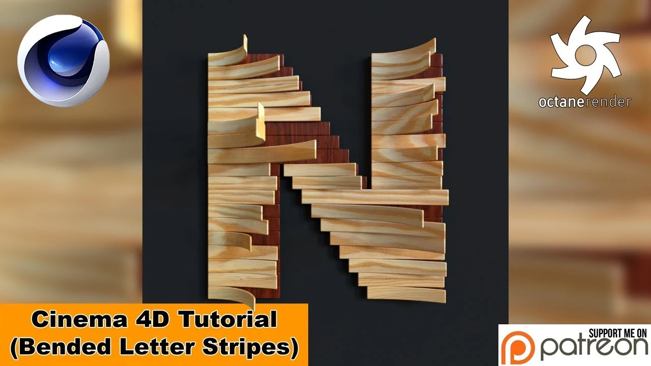 Bended Letter Stripes (Cinema 4D Tutorial)